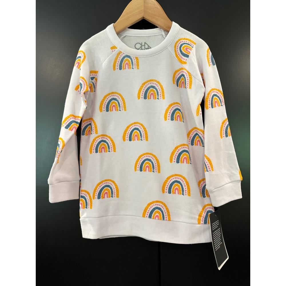Chaser Kids White Rainbow Print Sweatshirt Size 4 CHTW131-CHK2403 NWT